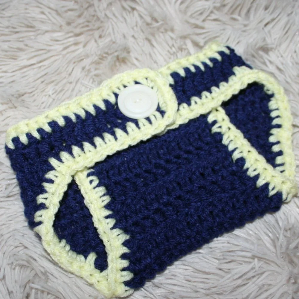 💙 NAVY + YELLOW DIAPER COVER · 0–3 MO 💛
